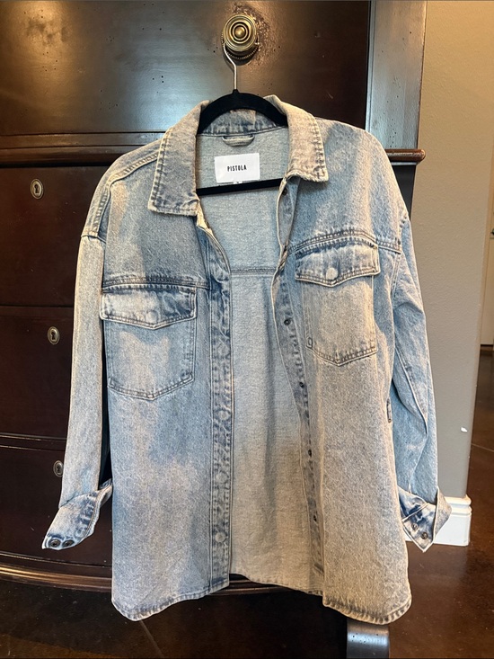 Pistola Jackets & Blazers - pistola Washed Light Blue Oversized Denim Jacket
